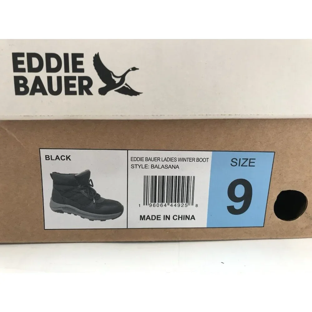 Eddie Bauer Cozy‎ Balasana Winter Boots Womens Size 9 Black Warm & Comfortable